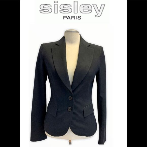 Sisley Jackets & Blazers - SISLEY black pinstripe blazer size 44